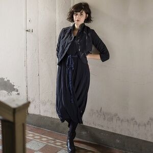 H+ HANNOH WESSEL Silk Georgette Crepe Dress in Deep Taupe Cotton Lining Italy 40